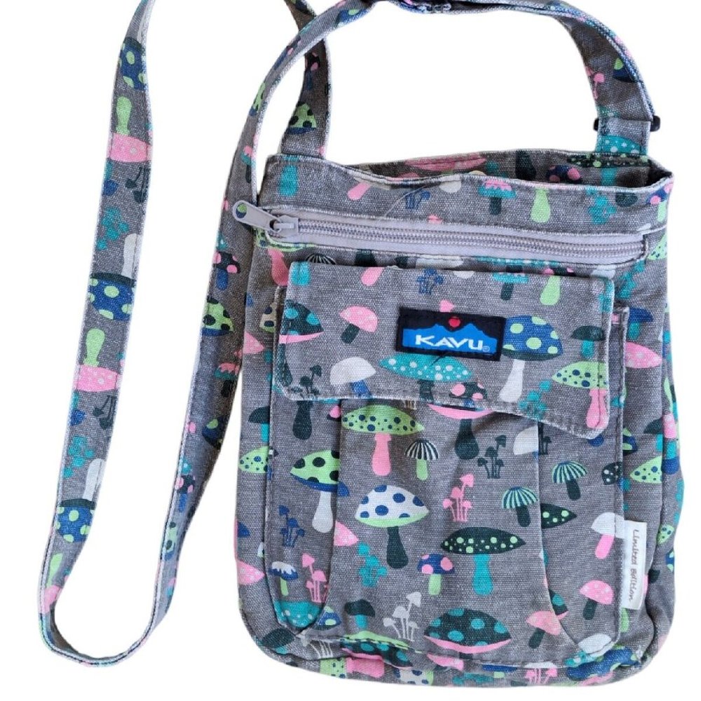 Kavu Crossbody Bag with Colorful Mushroom Design